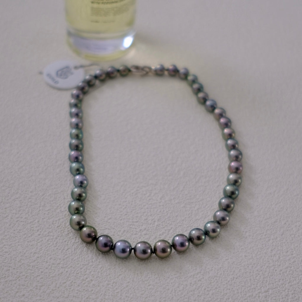 Tahitian Peacock Necklace, 8.6-10.7mm, Pearl Necklace, GUILD Certificate