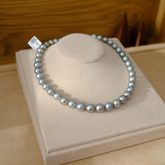 Tahitian Platium Gray Necklace, 9-11.9mm, Pearl Necklace, GUILD Certificate