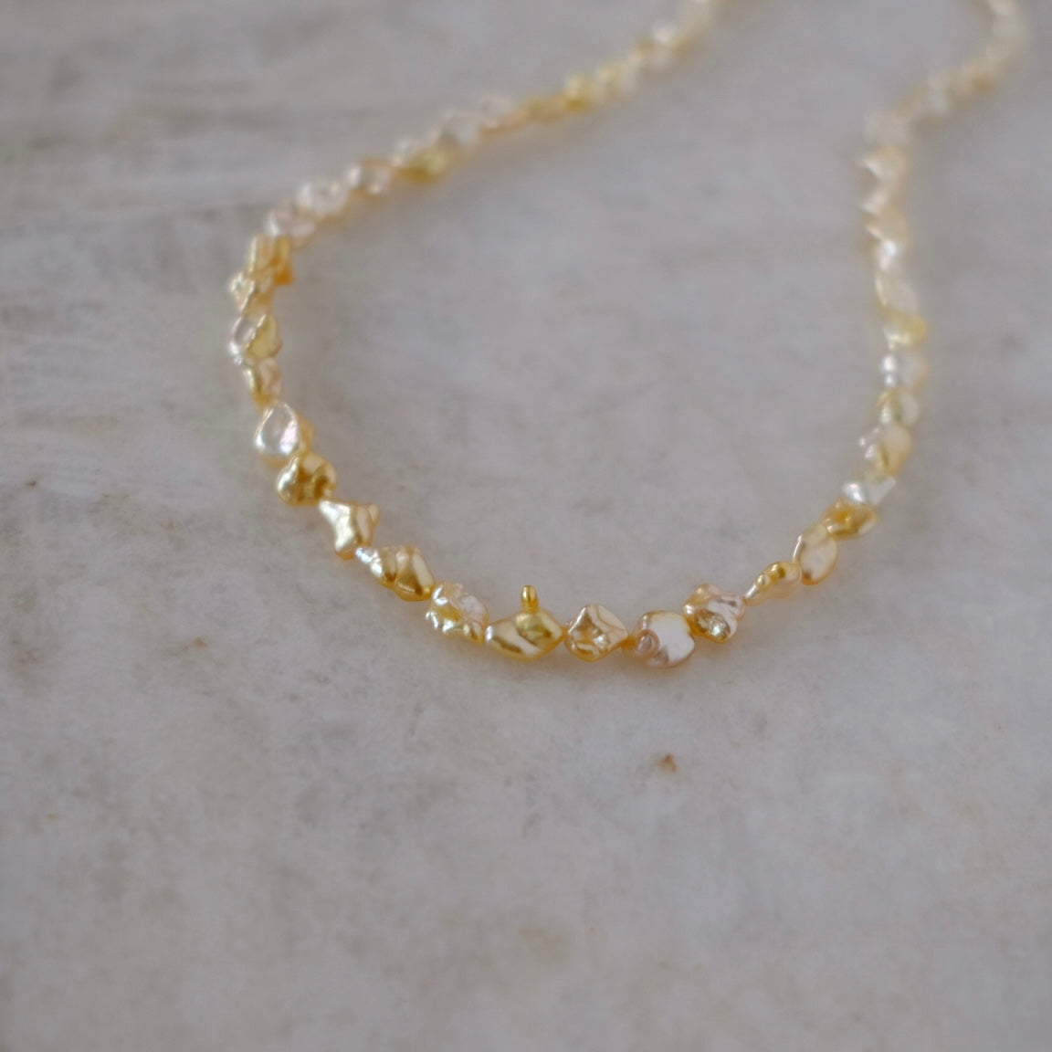Golden South Sea Pearl Necklace, Keshi, 4-7mm