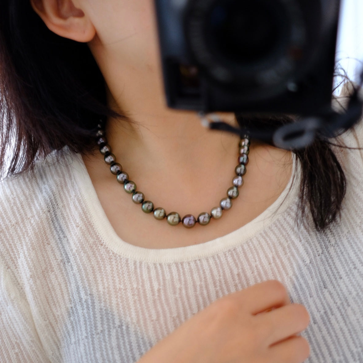 Tahitian Peacock Necklace, 8.3-10.9mm, Pearl Necklace, GUILD Certificate