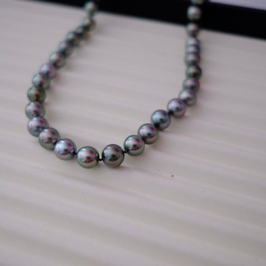 Tahitian Peacock Necklace, 8.6-10.7mm, Pearl Necklace, GUILD Certificate