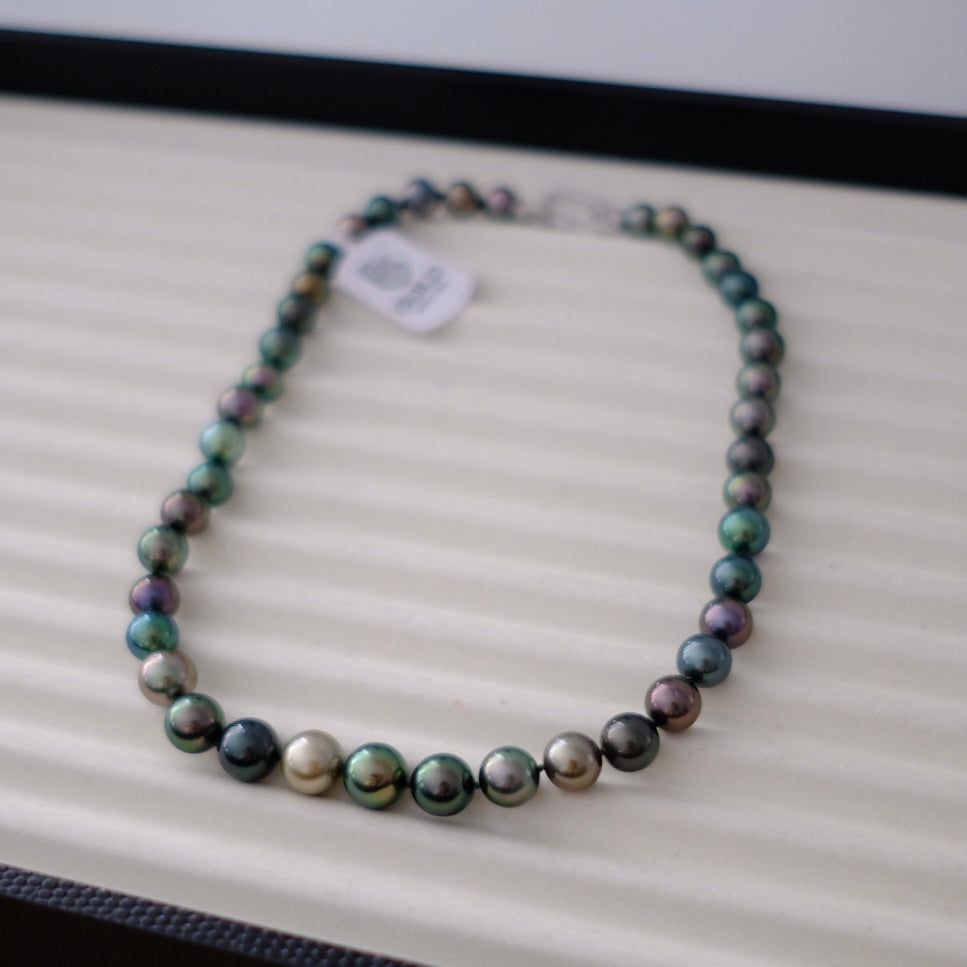 Tahitian Morandi Necklace, 8.5-11.1mm, Pearl Necklace, GUILD Certificate #4488