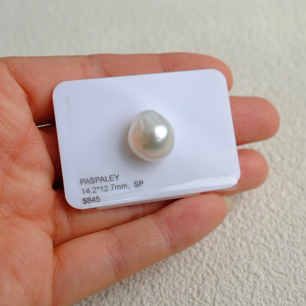 White South Sea Loose Pearl, Single of Rough Baroque 14.2*12.7mm, PASPALEY