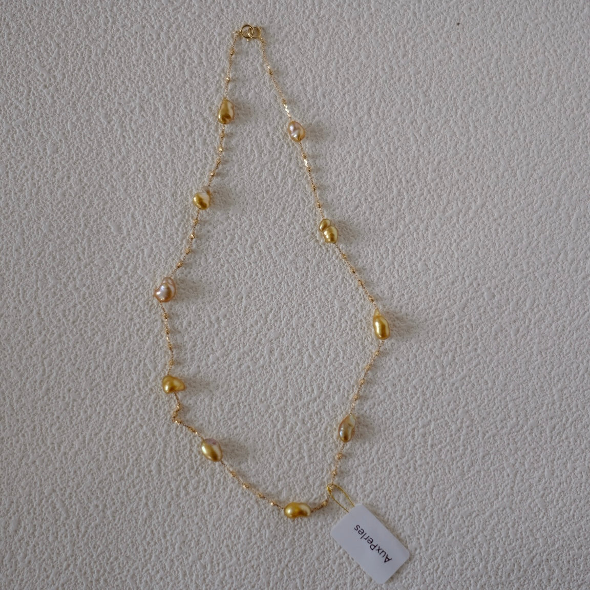Golden South Sea Pearl Necklace, Keshi, 4.4-9.3mm