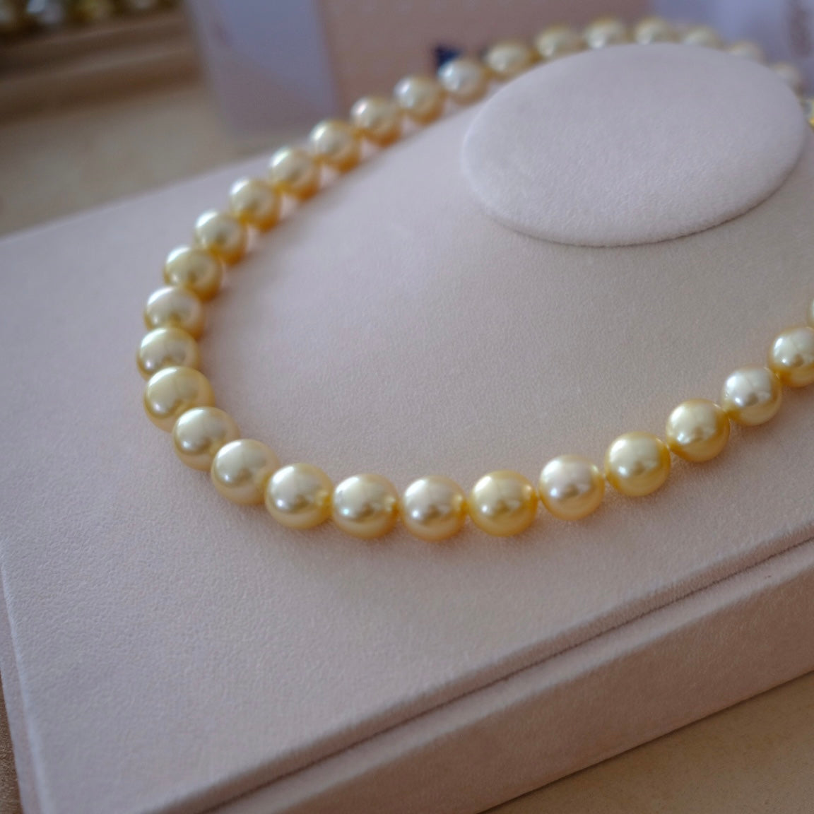 Golden South Sea Pearl Necklace, 10-12.9mm, GUILD Certificate