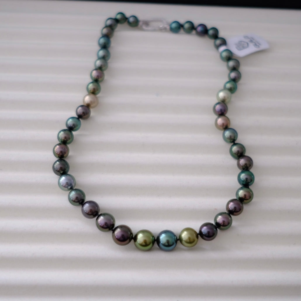 Tahitian Morandi Necklace, 8-11.2mm, Pearl Necklace, GUILD Certificate #0662