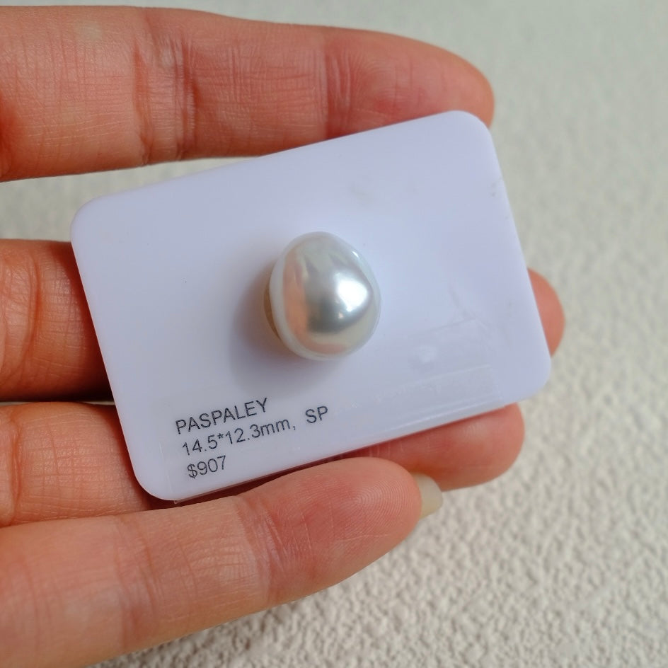 White South Sea Loose Pearl, Single of Smooth Baroque 14.5*12.3mm, PASPALEY