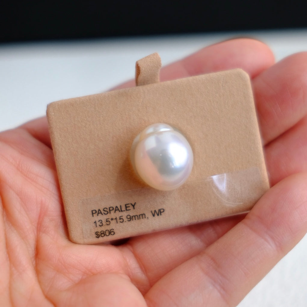 White South Sea Loose Pearl, Single Topped Drop 13.5*15.9mm, PASPALEY