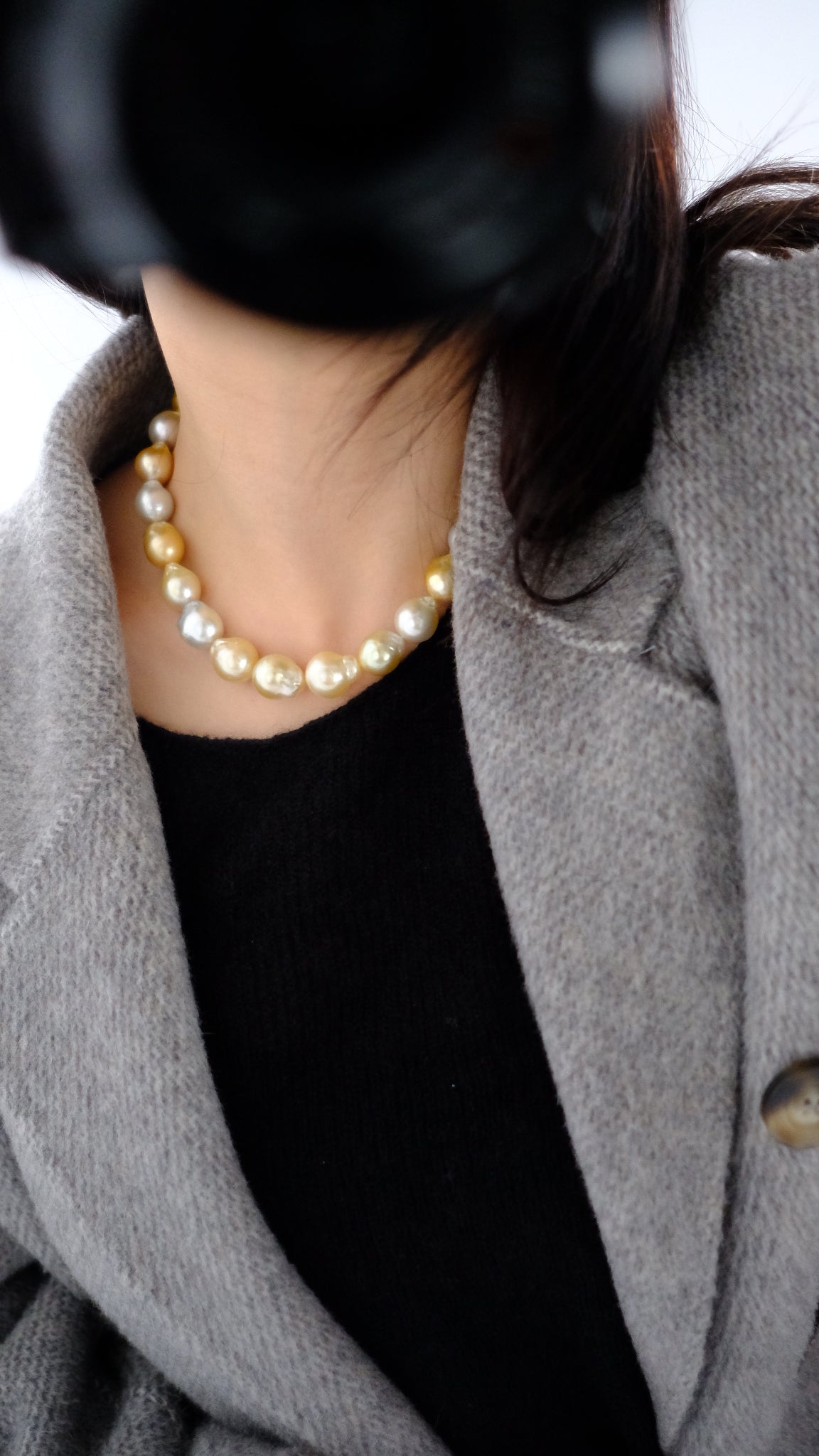 Golden South Sea Pearl Necklace, Baroque, 11.1-14.6mm
