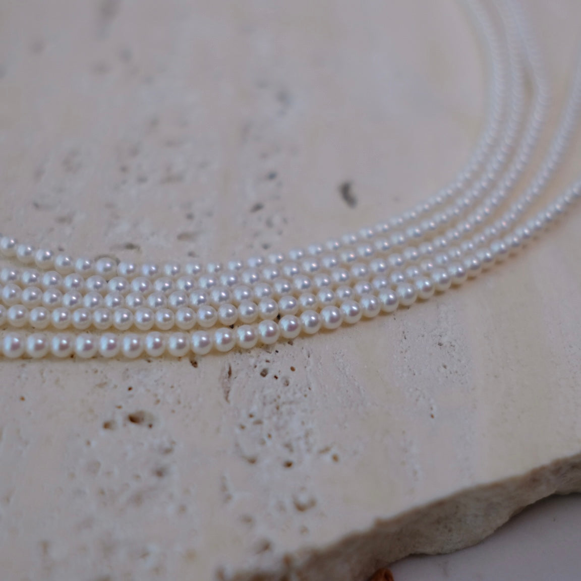 White Freshadama Freshwater Pearl Necklace, 3.5-4mm, 18 Inch